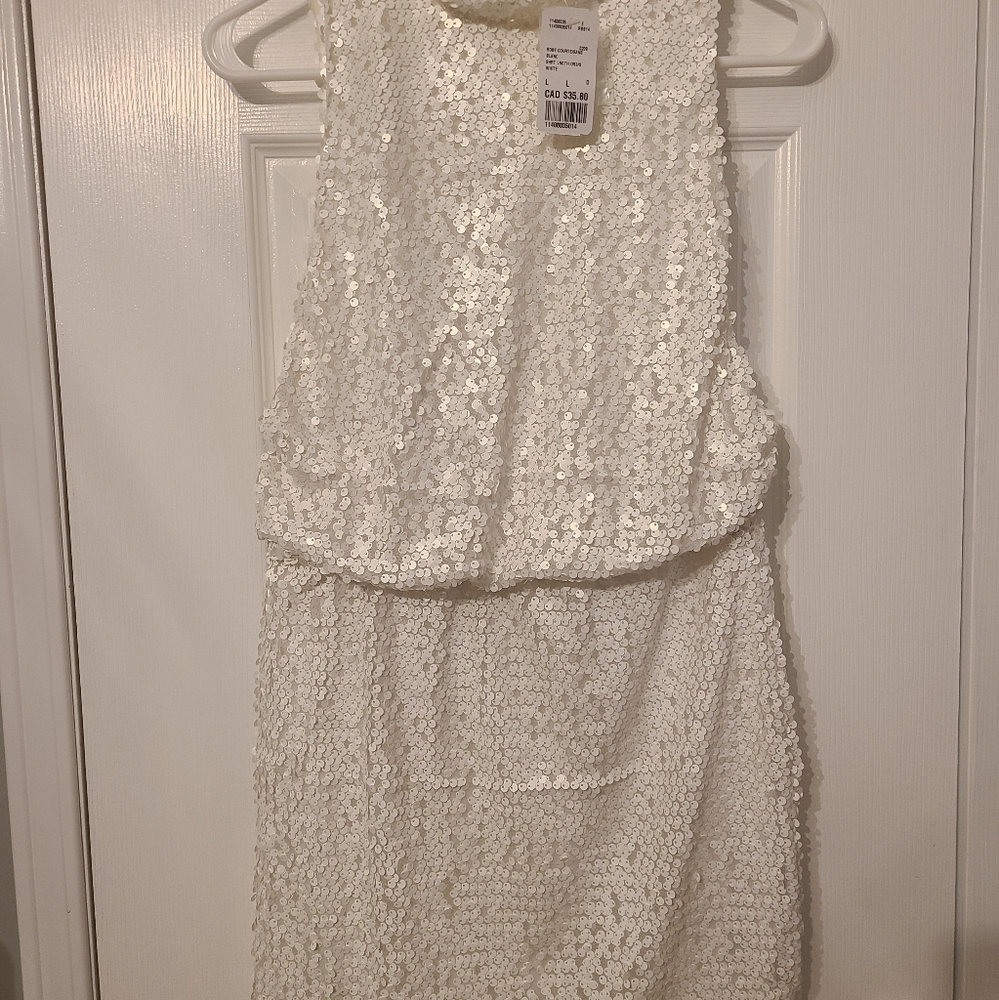 FOREVER 21 white halter sequin dress